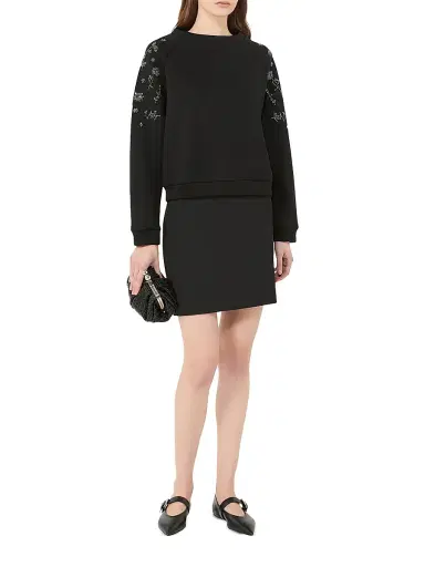 Weekend Max Mara Women's Embroidered Scuba Jersey Sweatshirt - Black | Thumbnail 2 Weekend Max Mara Women's Embroidered Scuba Jersey Sweatshirt - Black | Thumbnail 2