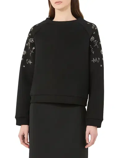 Weekend Max Mara Women's Embroidered Scuba Jersey Sweatshirt - Black | Thumbnail 3 Weekend Max Mara Women's Embroidered Scuba Jersey Sweatshirt - Black | Thumbnail 3