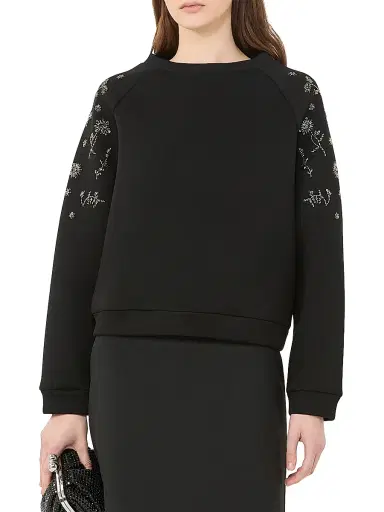 Weekend Max Mara Women's Embroidered Scuba Jersey Sweatshirt - Black | Thumbnail 4 Weekend Max Mara Women's Embroidered Scuba Jersey Sweatshirt - Black | Thumbnail 4