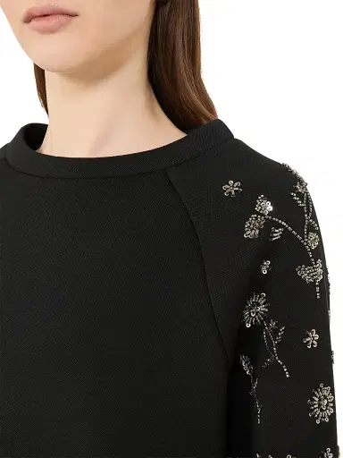 Weekend Max Mara Women's Embroidered Scuba Jersey Sweatshirt - Black | Thumbnail 6 Weekend Max Mara Women's Embroidered Scuba Jersey Sweatshirt - Black | Thumbnail 6