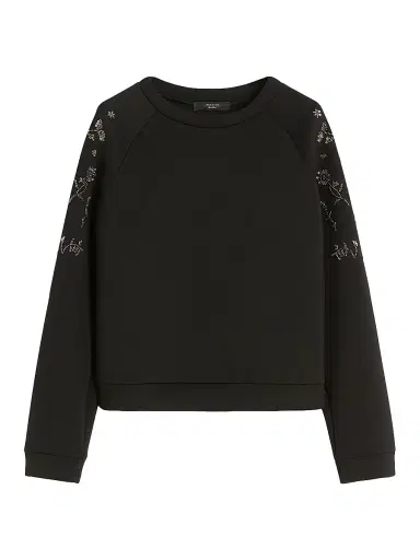 Weekend Max Mara Women's Embroidered Scuba Jersey Sweatshirt - Black | Thumbnail 1 Weekend Max Mara Women's Embroidered Scuba Jersey Sweatshirt - Black | Thumbnail 1