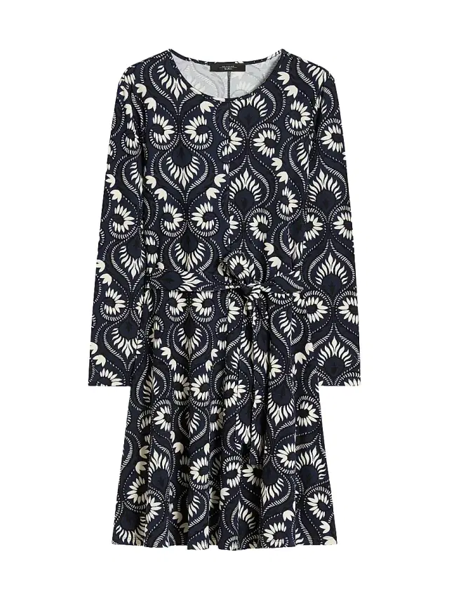 Women's Printed Jersey Dress - Navy Women's Printed Jersey Dress - Navy
