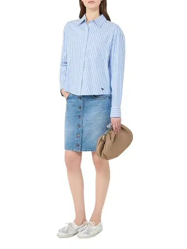 Weekend Max Mara Women's Striped Cotton Oxford Shirt - Light Blue | Thumbnail 2 Weekend Max Mara Women's Striped Cotton Oxford Shirt - Light Blue | Thumbnail 2
