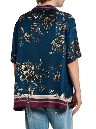Dolce & Gabbana Men's Floral Silk Camp Shirt - Peonies Blue | Thumbnail 5 Dolce & Gabbana Men's Floral Silk Camp Shirt - Peonies Blue | Thumbnail 5