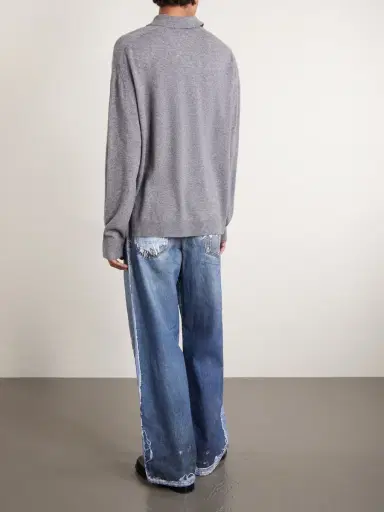 Acne Studios Oversized Logo-Embroidered Wool and Yak-Blend Polo Sweater - Men | Thumbnail 4 Acne Studios Oversized Logo-Embroidered Wool and Yak-Blend Polo Sweater - Men | Thumbnail 4