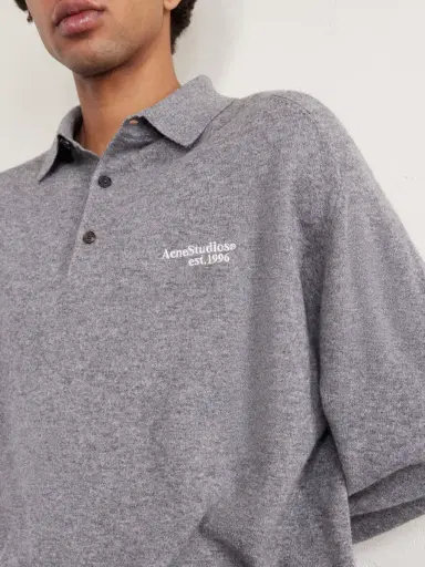 Acne Studios Oversized Logo-Embroidered Wool and Yak-Blend Polo Sweater - Men | Thumbnail 5 Acne Studios Oversized Logo-Embroidered Wool and Yak-Blend Polo Sweater - Men | Thumbnail 5