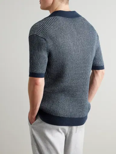 Frescobol Carioca Rino Ribbed-Knit Cotton-Blend Polo Shirt - Men | Thumbnail 3 Frescobol Carioca Rino Ribbed-Knit Cotton-Blend Polo Shirt - Men | Thumbnail 3