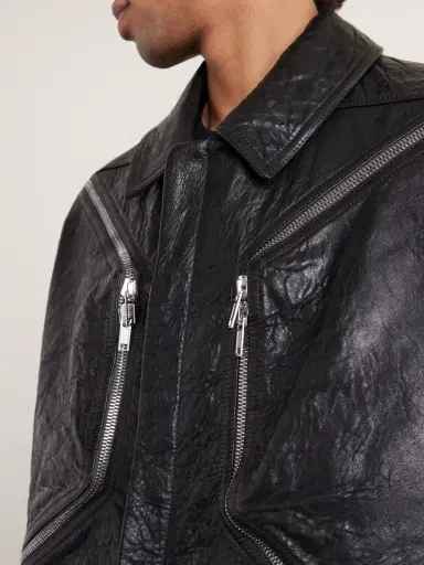 Rick Owens Temple Heizer Mac Textured-Leather Jacket - Men | Thumbnail 5 Rick Owens Temple Heizer Mac Textured-Leather Jacket - Men | Thumbnail 5