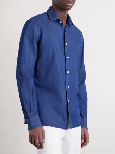 Slowear Slim-Fit Cotton-Chambray Shirt - Men | Thumbnail 3 Slowear Slim-Fit Cotton-Chambray Shirt - Men | Thumbnail 3