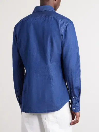 Slowear Slim-Fit Cotton-Chambray Shirt - Men | Thumbnail 4 Slowear Slim-Fit Cotton-Chambray Shirt - Men | Thumbnail 4