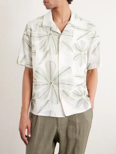 Corridor Camp-Collar Floral-Appliquéd Poplin Shirt - Men | Thumbnail 3 Corridor Camp-Collar Floral-Appliquéd Poplin Shirt - Men | Thumbnail 3