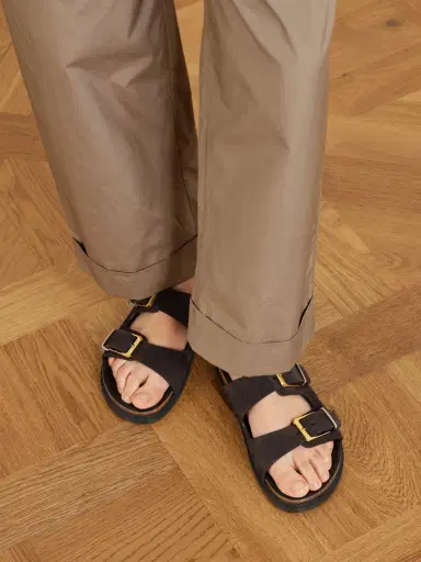 The Row Buckled Suede Slides | Thumbnail 2 The Row Buckled Suede Slides | Thumbnail 2