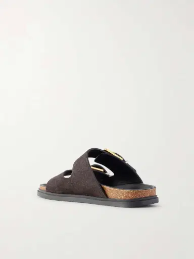 The Row Buckled Suede Slides | Thumbnail 3 The Row Buckled Suede Slides | Thumbnail 3