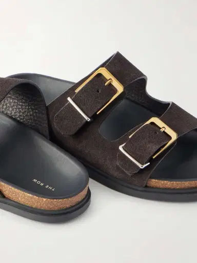 The Row Buckled Suede Slides | Thumbnail 5 The Row Buckled Suede Slides | Thumbnail 5