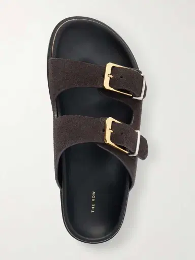 The Row Buckled Suede Slides | Thumbnail 6 The Row Buckled Suede Slides | Thumbnail 6