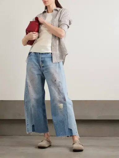 B SIDES Lasso Distressed Cropped Mid-rise Wide-leg Jeans | Thumbnail 2 B SIDES Lasso Distressed Cropped Mid-rise Wide-leg Jeans | Thumbnail 2