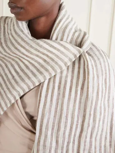Brunello Cucinelli Fringed Striped Linen-blend Scarf | Thumbnail 4 Brunello Cucinelli Fringed Striped Linen-blend Scarf | Thumbnail 4