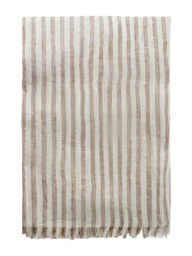 Brunello Cucinelli Fringed Striped Linen-blend Scarf | Thumbnail 1 Brunello Cucinelli Fringed Striped Linen-blend Scarf | Thumbnail 1