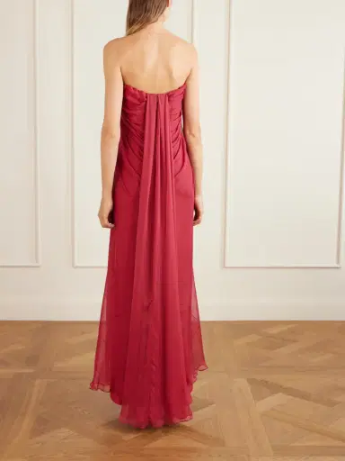 McQueen Strapless Draped Silk-chiffon Bustier Gown | Thumbnail 3 McQueen Strapless Draped Silk-chiffon Bustier Gown | Thumbnail 3