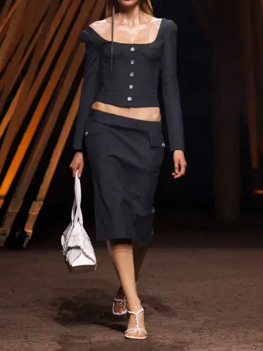 Alexander McQueen Cropped Pinstriped Wool And Mohair-blend Jacket | Thumbnail 5 Alexander McQueen Cropped Pinstriped Wool And Mohair-blend Jacket | Thumbnail 5