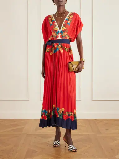La DoubleJ Accordion Pleated Floral-print Crepe De Chine Maxi Dress | Thumbnail 2 La DoubleJ Accordion Pleated Floral-print Crepe De Chine Maxi Dress | Thumbnail 2