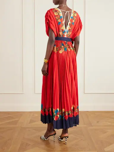 La DoubleJ Accordion Pleated Floral-print Crepe De Chine Maxi Dress | Thumbnail 3 La DoubleJ Accordion Pleated Floral-print Crepe De Chine Maxi Dress | Thumbnail 3