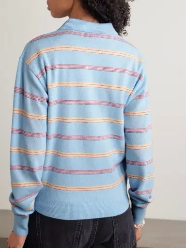 Guest In Residence Collegiate Striped Cashmere Polo Sweater | Thumbnail 4 Guest In Residence Collegiate Striped Cashmere Polo Sweater | Thumbnail 4