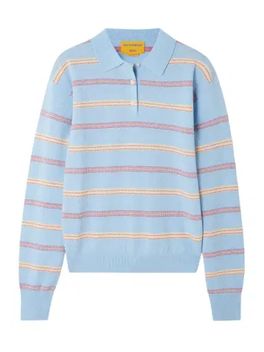 Guest In Residence Collegiate Striped Cashmere Polo Sweater | Thumbnail 1 Guest In Residence Collegiate Striped Cashmere Polo Sweater | Thumbnail 1