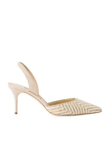 Manolo Blahnik Carolyne 70 Raffia Slingback Pumps | Thumbnail 1 Manolo Blahnik Carolyne 70 Raffia Slingback Pumps | Thumbnail 1