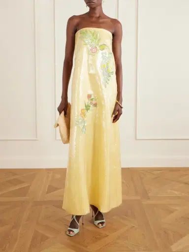 Dima Ayad Strapless Embroidered Sequined Organza Gown | Thumbnail 2 Dima Ayad Strapless Embroidered Sequined Organza Gown | Thumbnail 2