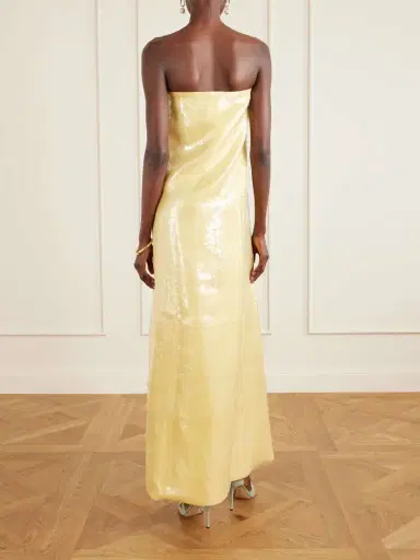 Dima Ayad Strapless Embroidered Sequined Organza Gown | Thumbnail 3 Dima Ayad Strapless Embroidered Sequined Organza Gown | Thumbnail 3