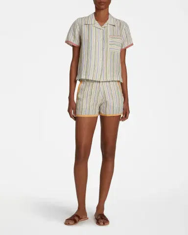 Emporio Sirenuse Kaia Summer Stripes Shirt Yellow Green | Thumbnail 2 Emporio Sirenuse Kaia Summer Stripes Shirt Yellow Green | Thumbnail 2