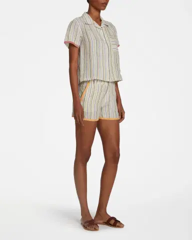 Emporio Sirenuse Kaia Summer Stripes Shirt Yellow Green | Thumbnail 3 Emporio Sirenuse Kaia Summer Stripes Shirt Yellow Green | Thumbnail 3