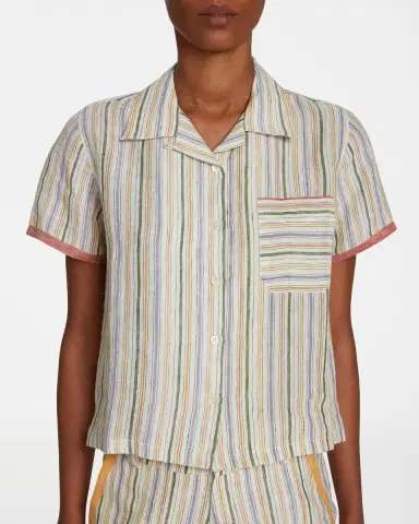 Emporio Sirenuse Kaia Summer Stripes Shirt Yellow Green | Thumbnail 5 Emporio Sirenuse Kaia Summer Stripes Shirt Yellow Green | Thumbnail 5
