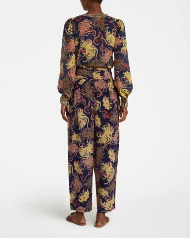 Emporio Sirenuse Levante Pants in Silk China Flowers | Thumbnail 3 Emporio Sirenuse Levante Pants in Silk China Flowers | Thumbnail 3