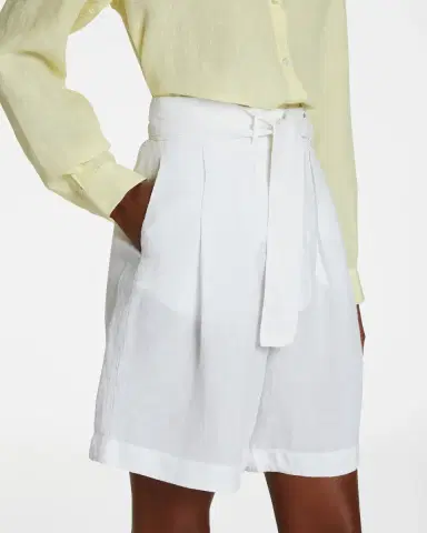 Emporio Sirenuse Light Wind Celeste Shorts in White Linen | Thumbnail 2 Emporio Sirenuse Light Wind Celeste Shorts in White Linen | Thumbnail 2
