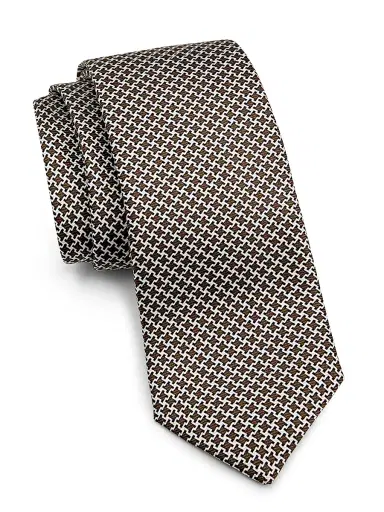 Kiton Men's Houndstooth Silk Tie - Brown | Thumbnail 1 Kiton Men's Houndstooth Silk Tie - Brown | Thumbnail 1