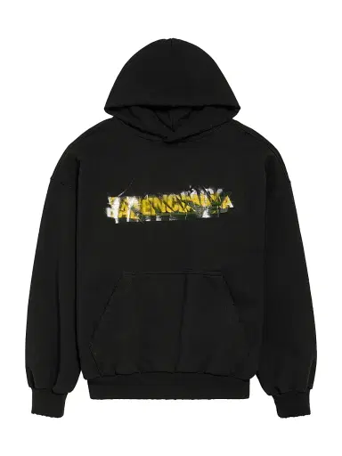 Balenciaga Men's Messy Spray Medium Fit Hoodie - Black - Size XL | Thumbnail 1 Balenciaga Men's Messy Spray Medium Fit Hoodie - Black - Size XL | Thumbnail 1
