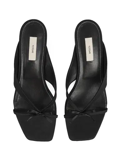 Toteme Women's Bow-Detail Satin Kitten-Heel Sandals - Black | Thumbnail 3 Toteme Women's Bow-Detail Satin Kitten-Heel Sandals - Black | Thumbnail 3
