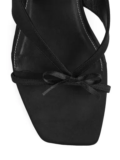 Toteme Women's Bow-Detail Satin Kitten-Heel Sandals - Black | Thumbnail 4 Toteme Women's Bow-Detail Satin Kitten-Heel Sandals - Black | Thumbnail 4