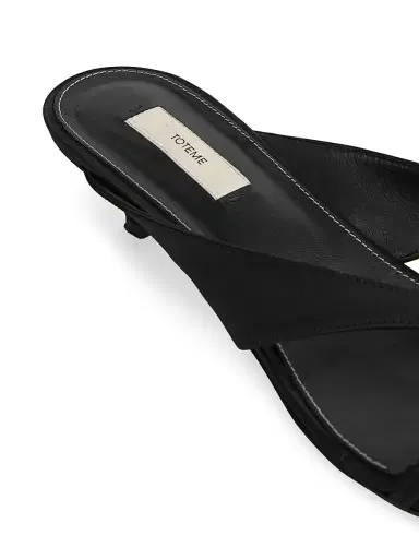 Toteme Women's Bow-Detail Satin Kitten-Heel Sandals - Black | Thumbnail 5 Toteme Women's Bow-Detail Satin Kitten-Heel Sandals - Black | Thumbnail 5