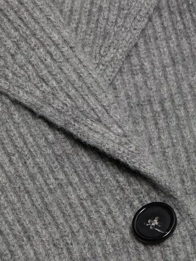 Toteme Women's Shawl Collar Wool Double-Breasted Cardigan - Mid Grey Melange | Thumbnail 7 Toteme Women's Shawl Collar Wool Double-Breasted Cardigan - Mid Grey Melange | Thumbnail 7