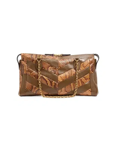 Valentino Garavani Women's Panthea Shoulder Bag in Python and Nappa - Roasted Pecan | Thumbnail 2 Valentino Garavani Women's Panthea Shoulder Bag in Python and Nappa - Roasted Pecan | Thumbnail 2