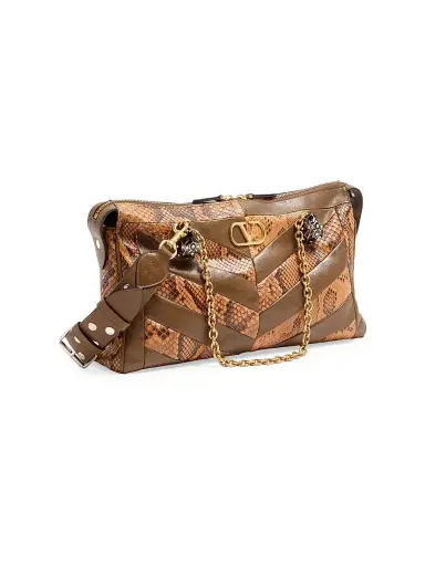 Valentino Garavani Women's Panthea Shoulder Bag in Python and Nappa - Roasted Pecan | Thumbnail 3 Valentino Garavani Women's Panthea Shoulder Bag in Python and Nappa - Roasted Pecan | Thumbnail 3