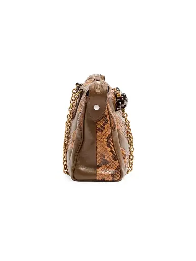 Valentino Garavani Women's Panthea Shoulder Bag in Python and Nappa - Roasted Pecan | Thumbnail 4 Valentino Garavani Women's Panthea Shoulder Bag in Python and Nappa - Roasted Pecan | Thumbnail 4