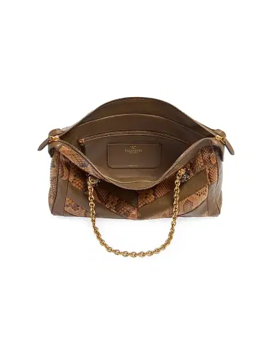 Valentino Garavani Women's Panthea Shoulder Bag in Python and Nappa - Roasted Pecan | Thumbnail 5 Valentino Garavani Women's Panthea Shoulder Bag in Python and Nappa - Roasted Pecan | Thumbnail 5