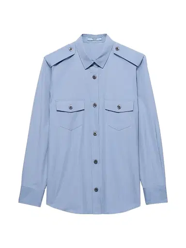Prada Women's Cotton Poplin Shirt - Beige Khaki | Thumbnail 13 Prada Women's Cotton Poplin Shirt - Beige Khaki | Thumbnail 13