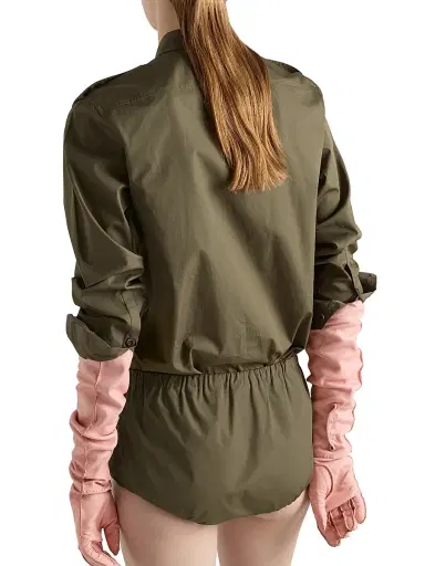 Prada Women's Cotton Poplin Shirt - Beige Khaki | Thumbnail 3 Prada Women's Cotton Poplin Shirt - Beige Khaki | Thumbnail 3