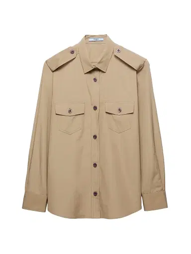 Prada Women's Cotton Poplin Shirt - Beige Khaki | Thumbnail 7 Prada Women's Cotton Poplin Shirt - Beige Khaki | Thumbnail 7