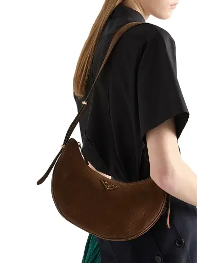 Prada Women's Arqué Nubuck Leather Shoulder Bag - Brown | Thumbnail 2 Prada Women's Arqué Nubuck Leather Shoulder Bag - Brown | Thumbnail 2